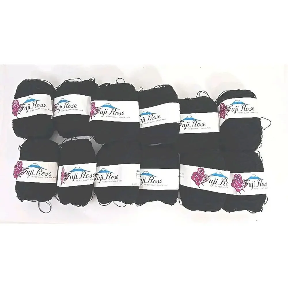Fuji Rose Sumer Knitting Yarn Color #103 Black Lot of 12 U327